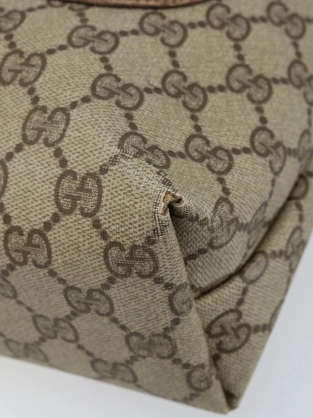 GUCCI GG Supreme Web Sherry Line Tote Bag PVC Beige Gold 39 02 003 Auth BA10068 - Picture 10 of 15